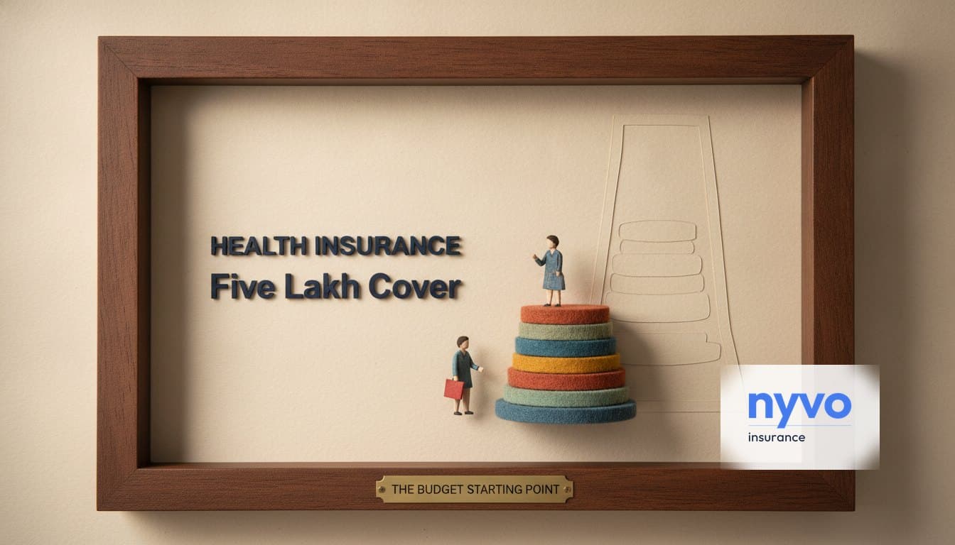 Three plan cards compared at the entry-level five lakh cover tier