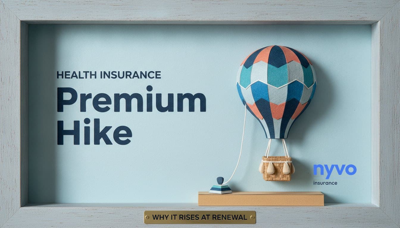 Paper diorama of a hot-air balloon rising above a plinth, tethered by a single string, under the words Premium Hike and a plaque reading Why it rises at renewal
