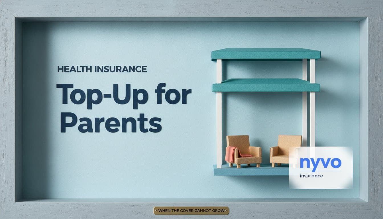 Paper diorama of two armchairs under a flat awning with a second awning stacked above it, under the words Top-Up for Parents and a plaque reading When the cover cannot grow