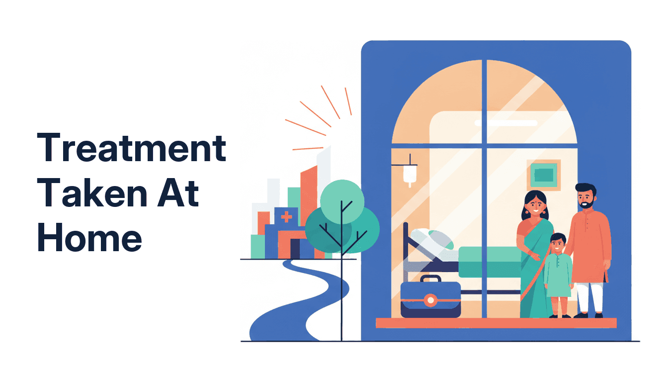 A home with medical care inside it under a protective dome, beside an approved claim