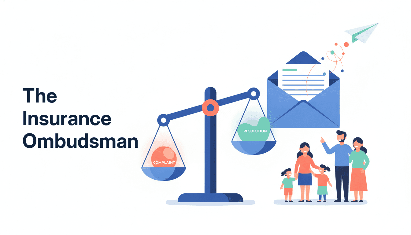 An escalation ladder rising to a set of balanced scales representing the Insurance Ombudsman