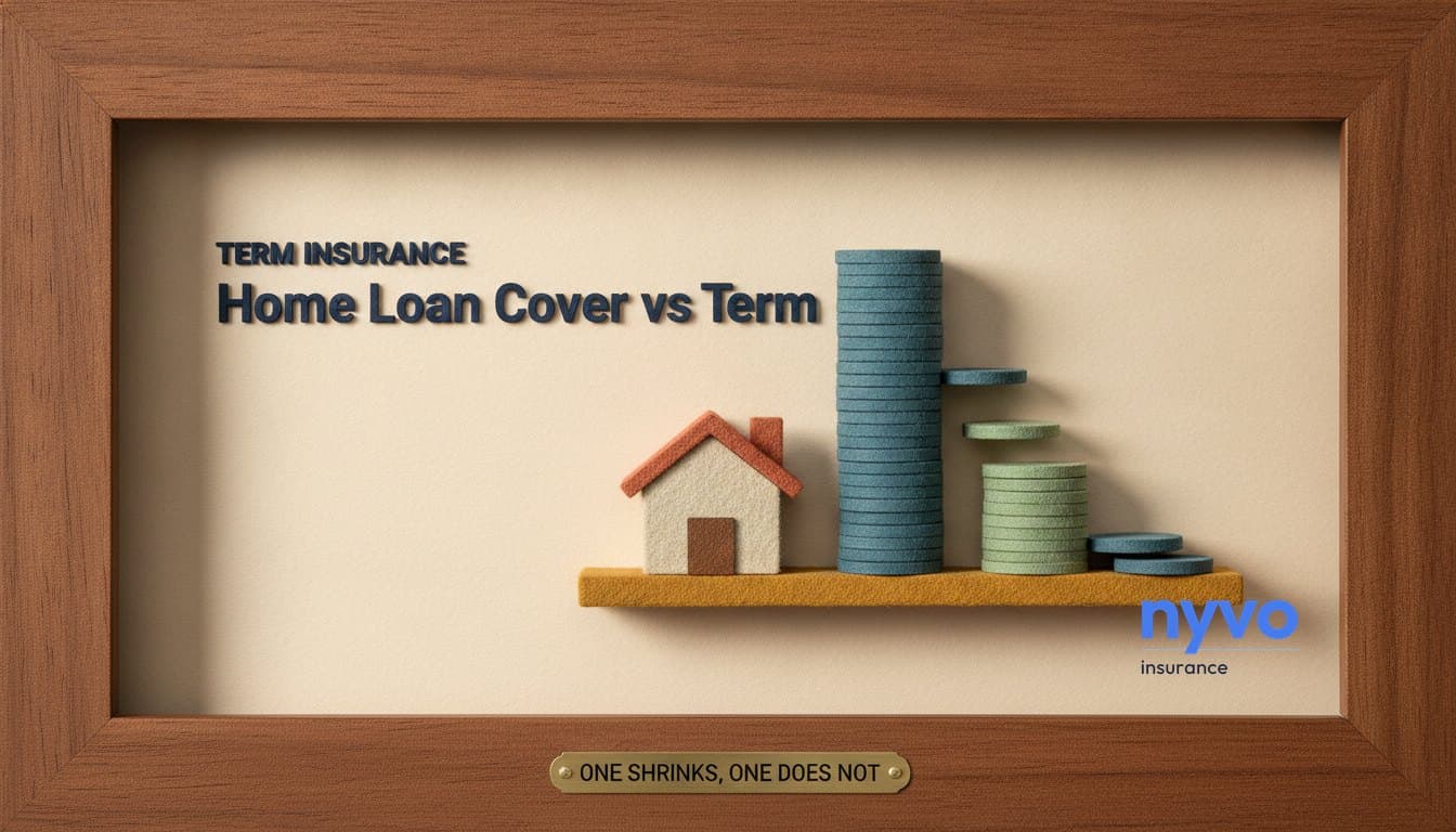 Paper-craft diorama of a house beside a level column and a shrinking one